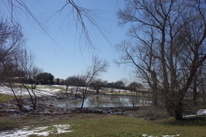Snow in February and March delayed work on the de-silting project.